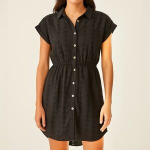 Black Eyelet Shirt Dress – Size S